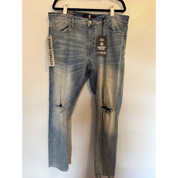 Jordan Craig Other - NWT Jordan Craig Sean JM3418 Ice Blue Cotton Denim Jeans Mens 40X32 Distressed